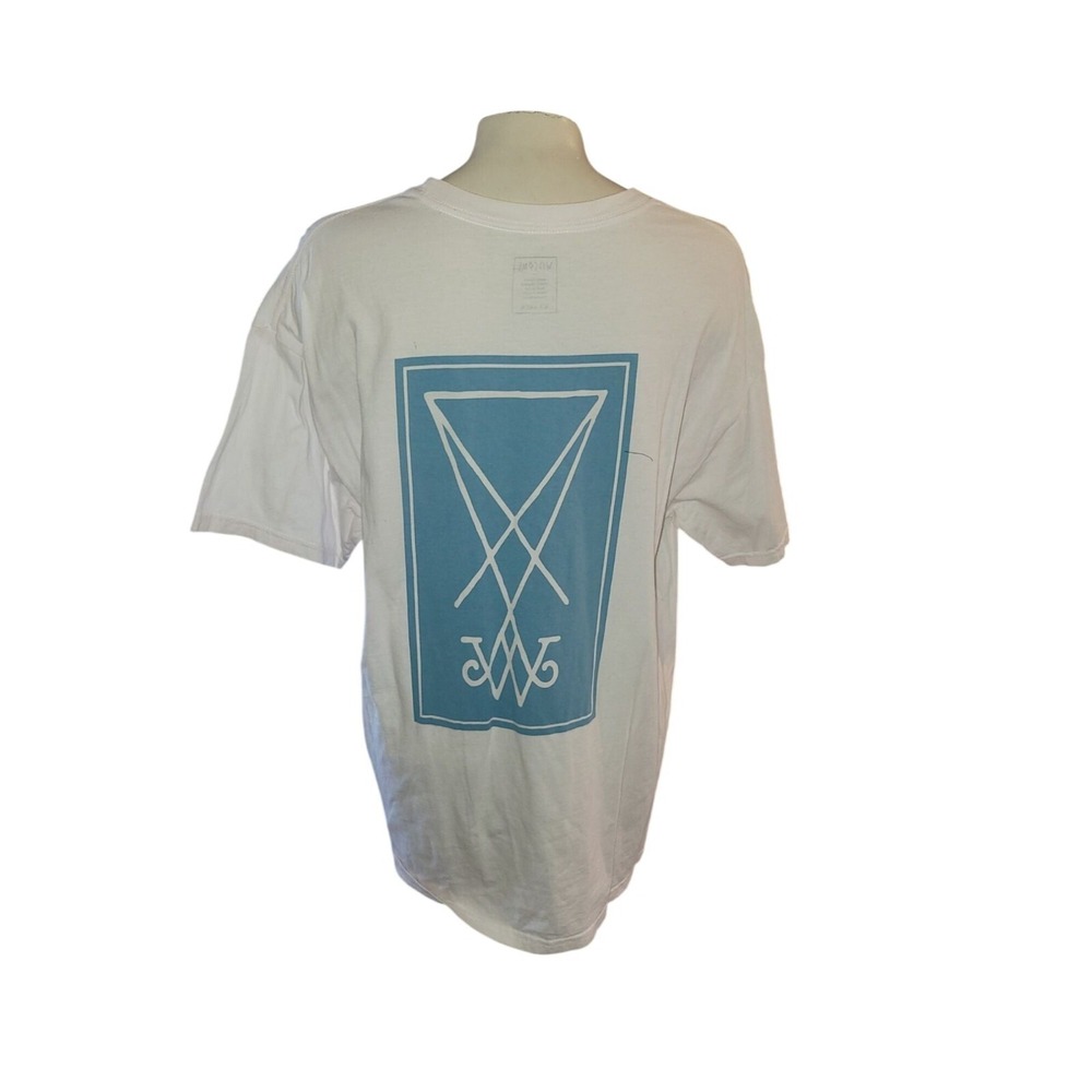 Welcome Skateboards Mens XL White‎ Pocket T-Shirt Blue Sigil Graphic Logo Tee